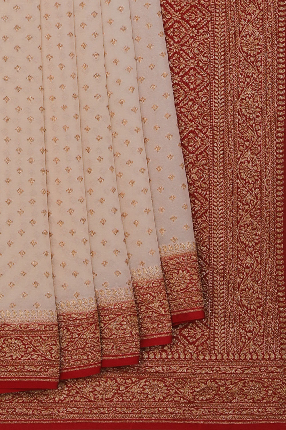 Collection of Banarasi Georgette Off-White Saree in a gallery layout