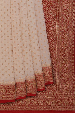 Collection of Banarasi Georgette Off-White Saree in a gallery layout