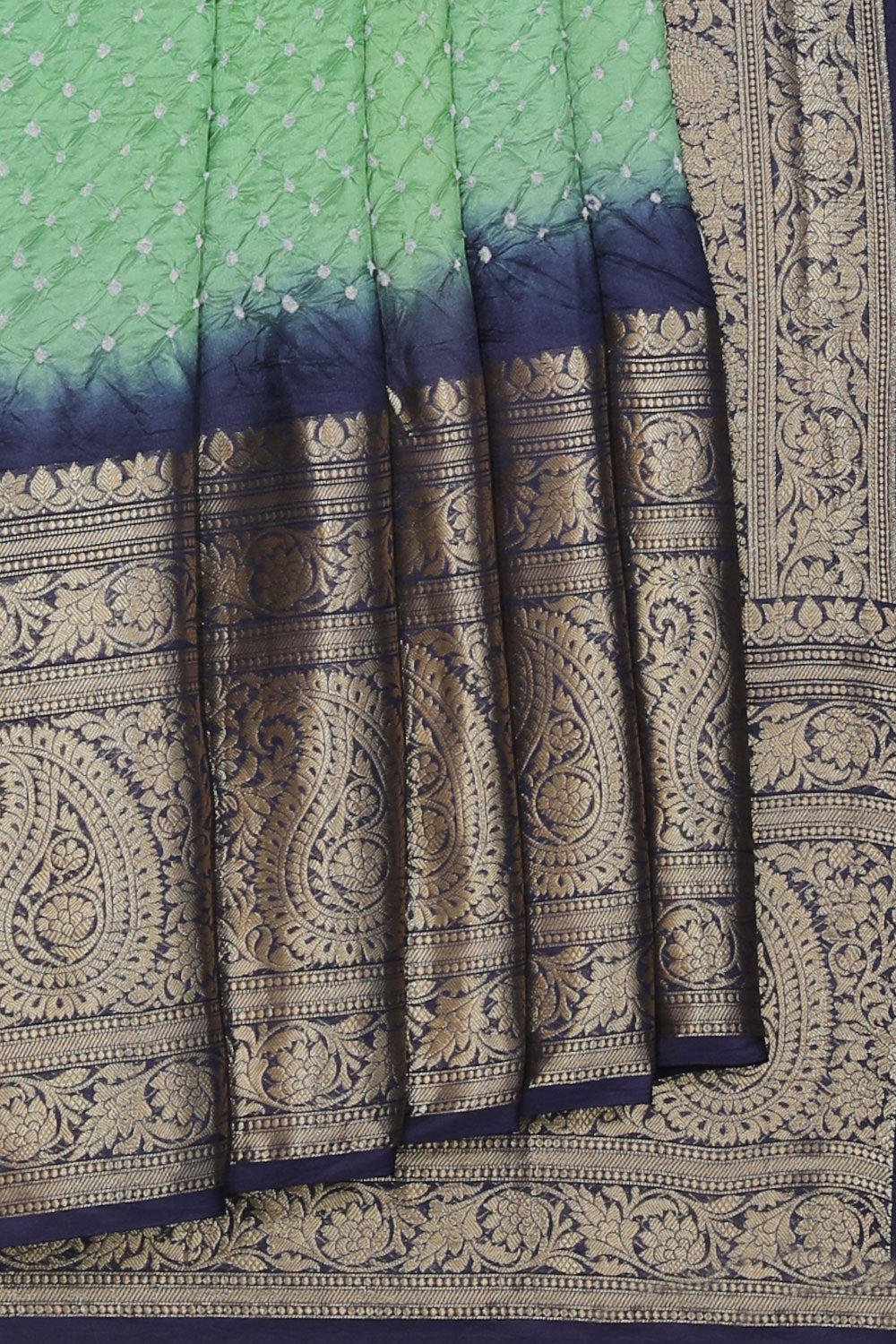 Collection of Bandhani Mint Green Saree in a gallery layout