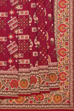 Collection of Banarasi Silk Plum-Pink Saree in a gallery layout