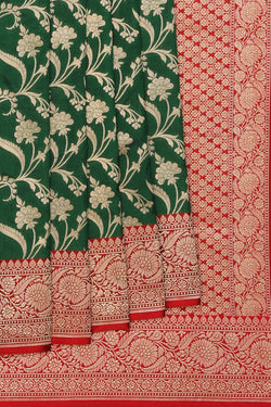 Collection of Banarasi Silk Green Saree in a gallery layout