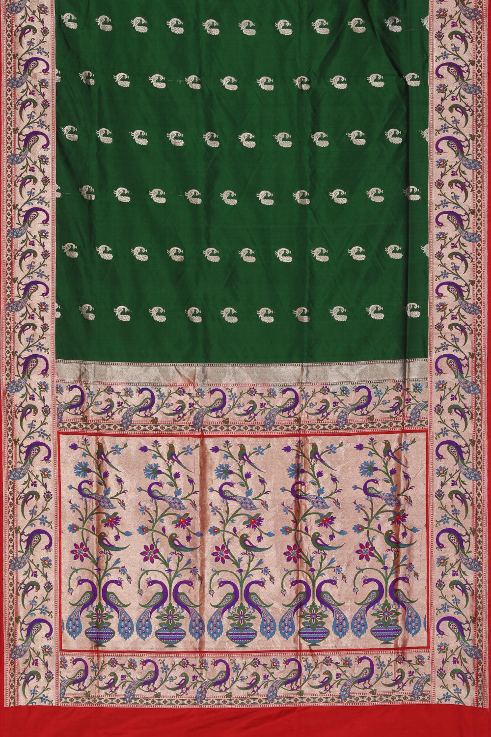 Collection of Banarasi Silk Bottle Green Saree in a gallery layout