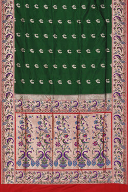 Collection of Banarasi Silk Bottle Green Saree in a gallery layout