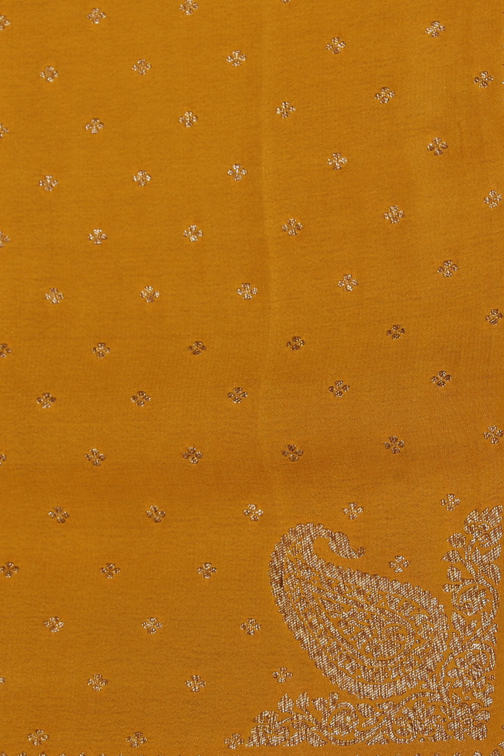 Collection of Banarasi Crepe Mustard Saree in a gallery layout