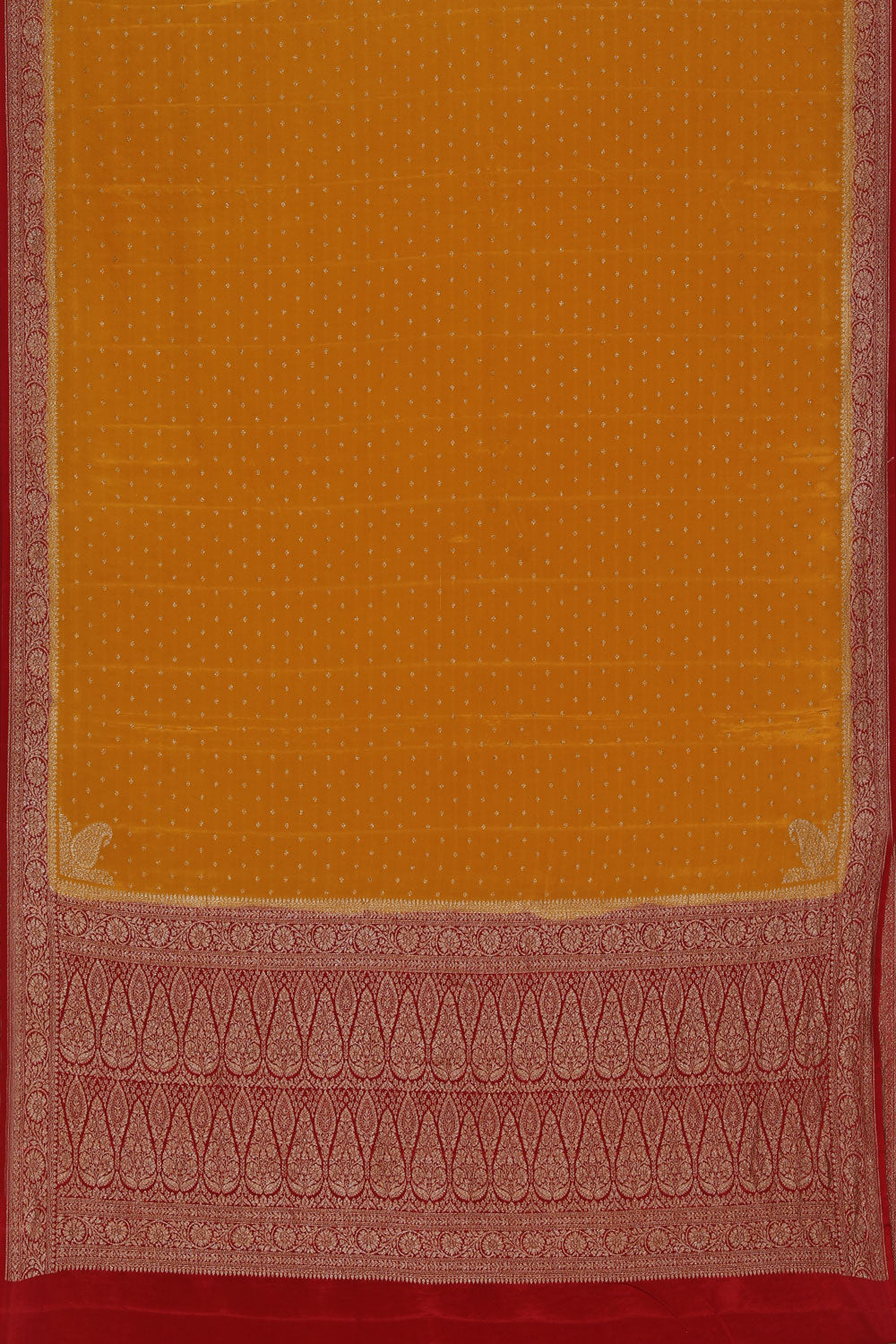 Collection of Banarasi Crepe Mustard Saree in a gallery layout