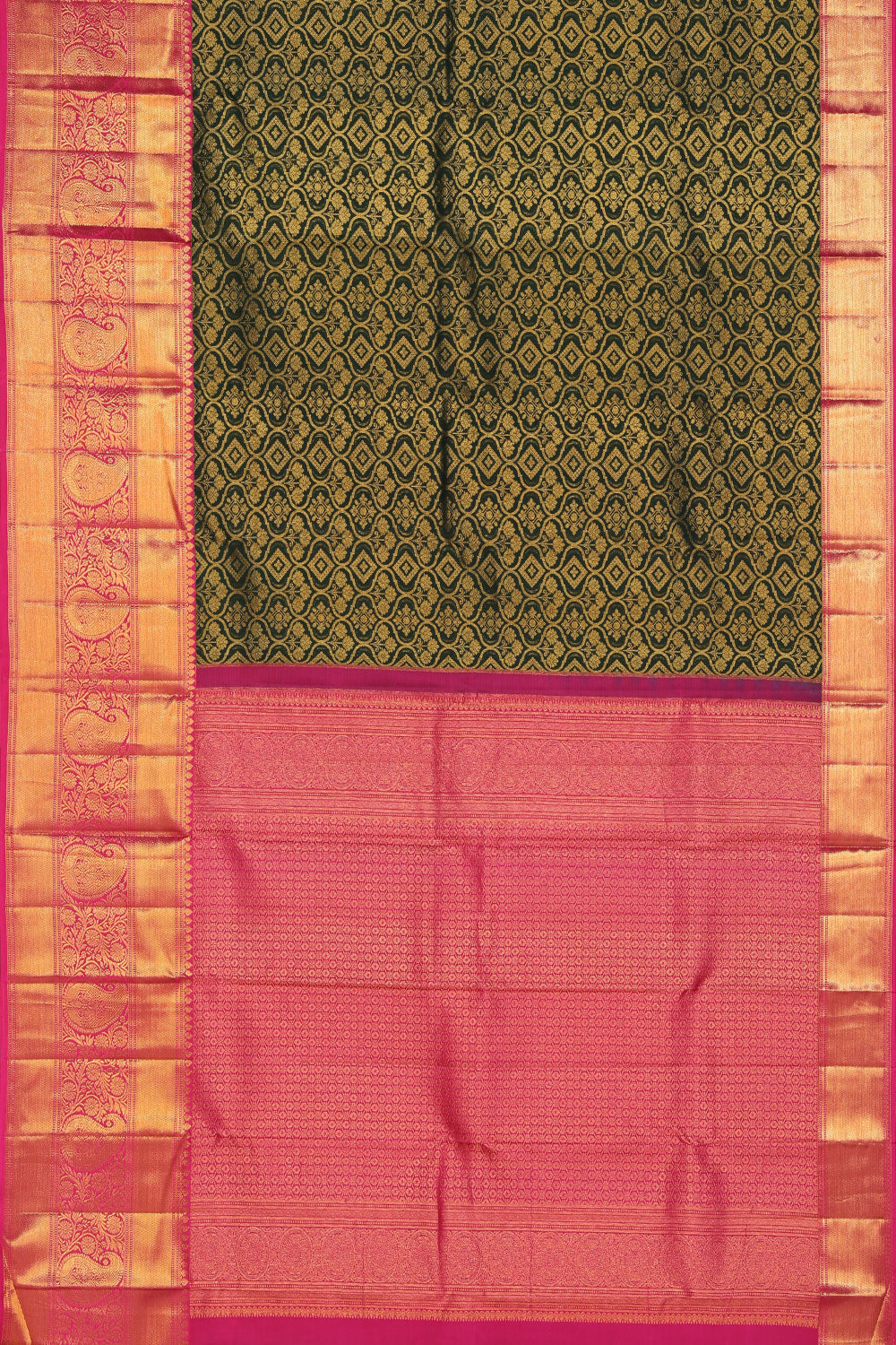 Image of Kanchipattu Brocade Bottle Green Saree