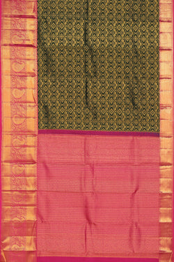 Collection of Kanchipattu Brocade Bottle Green Saree in a gallery layout