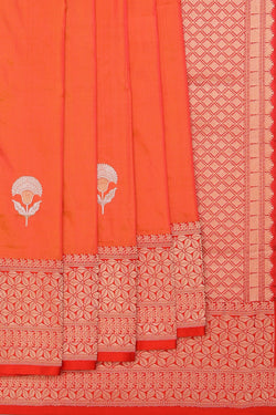 Collection of Banarasi Silk Coral-Orange Saree in a gallery layout