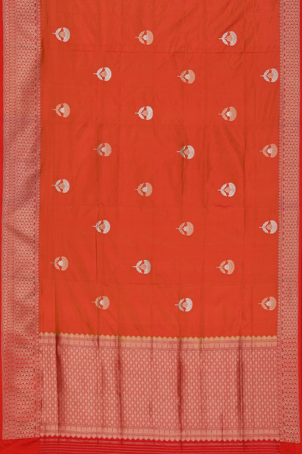 Collection of Banarasi Silk Coral-Orange Saree in a gallery layout