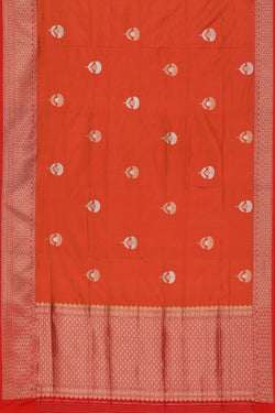 Collection of Banarasi Silk Coral-Orange Saree in a gallery layout