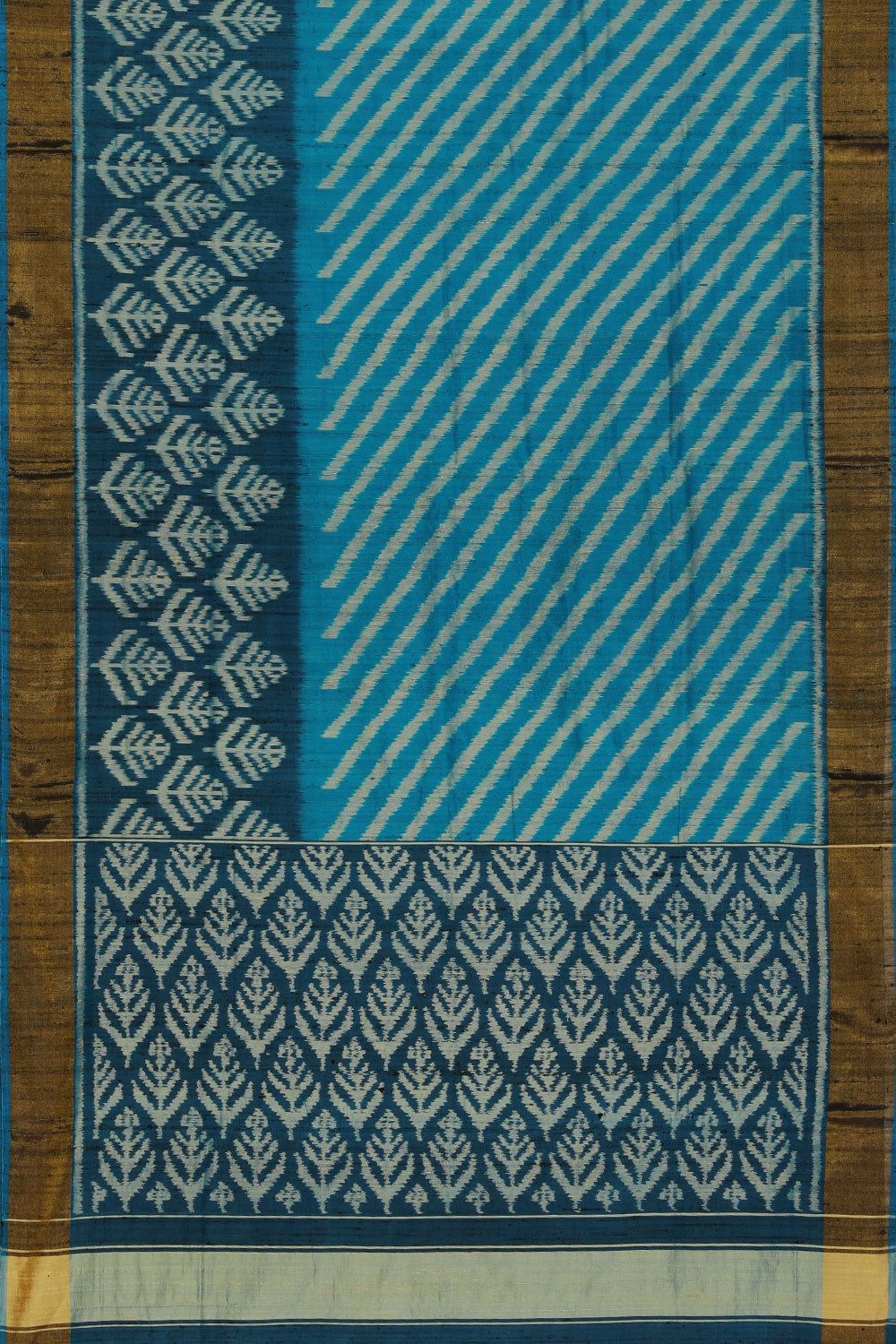 Image of Rajkot Patola Dupion Silk Teal Blue Saree