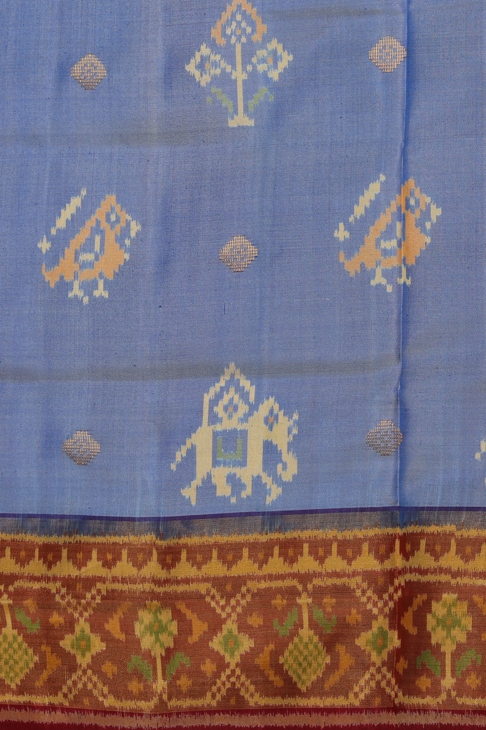 Collection of Rajkot Patola Silk Smoky Blue Saree in a gallery layout