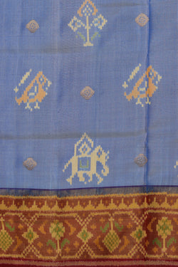 Collection of Rajkot Patola Silk Smoky Blue Saree in a gallery layout