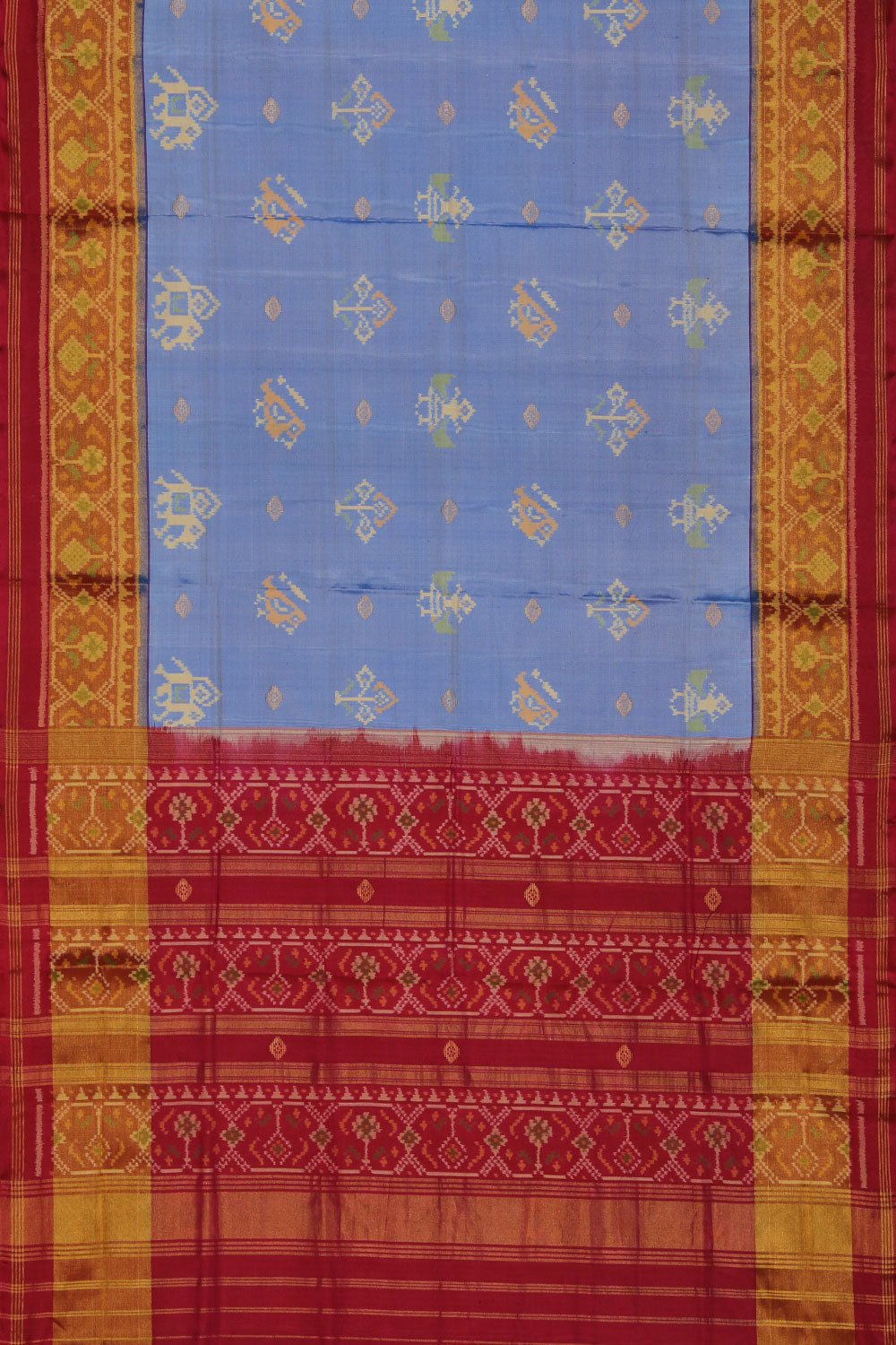 Collection of Rajkot Patola Silk Smoky Blue Saree in a gallery layout