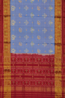 Collection of Rajkot Patola Silk Smoky Blue Saree in a gallery layout