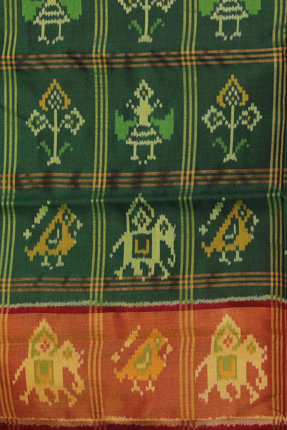 Image of Rajkot Patola Silk Green Saree