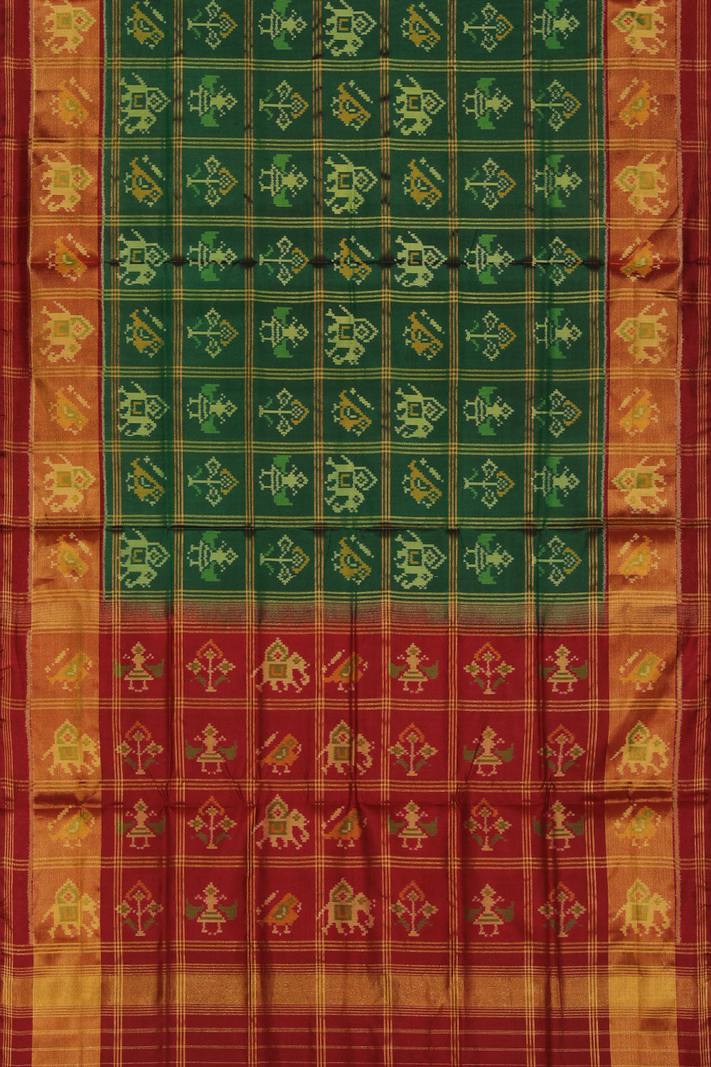 Image of Rajkot Patola Silk Green Saree