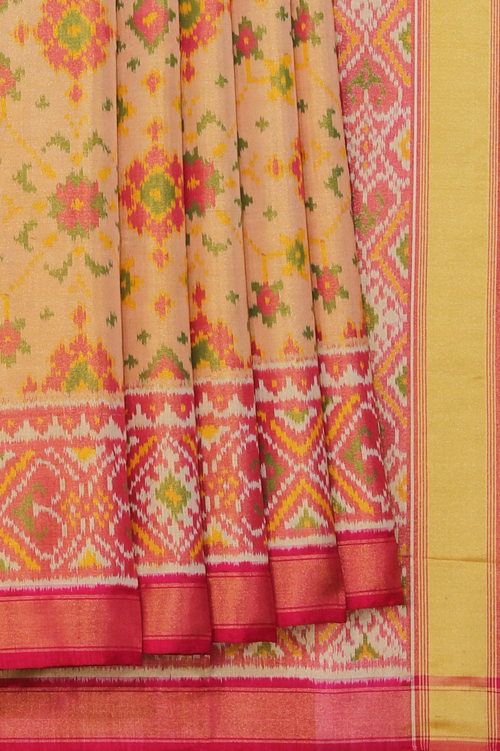 Collection of Rajkot Patola Tissue Silk Gold Saree in a gallery layout