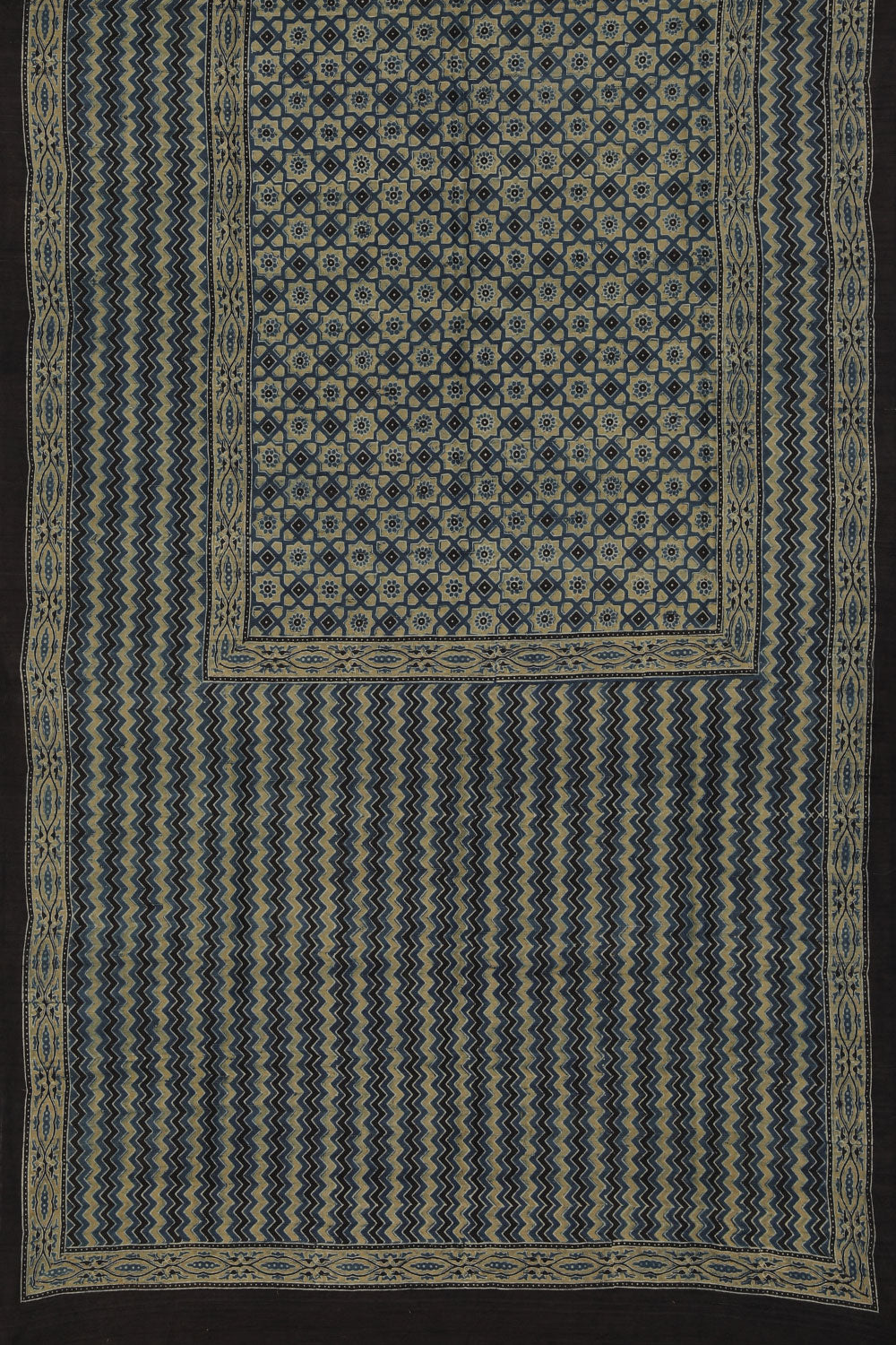 Image of Dupion Silk Ajrakh Printed Saree