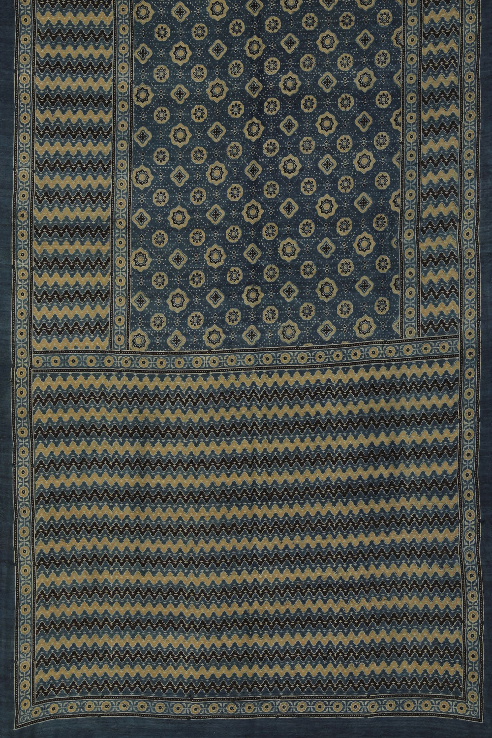 Image of Dupion Silk Ajrakh Printed Saree