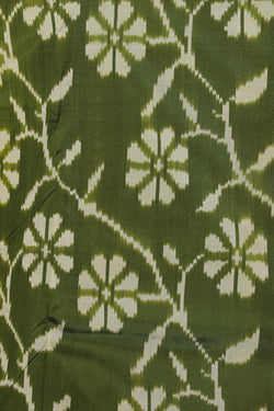 Collection of Pochampally Silk Ikat Green Saree in a gallery layout