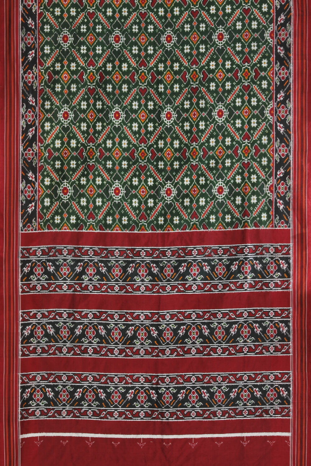 Collection of Patan Patola Silk Double Ikat Green Saree in a gallery layout