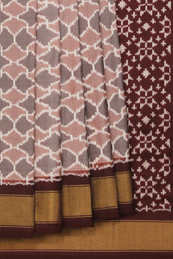 Collection of Pochampally Silk Ikat Grey Saree in a gallery layout