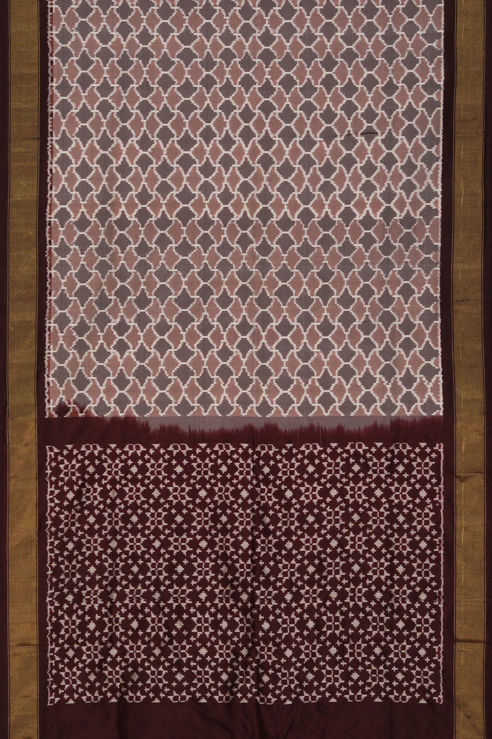 Collection of Pochampally Silk Ikat Grey Saree in a gallery layout