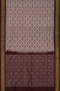 Collection of Pochampally Silk Ikat Grey Saree in a gallery layout