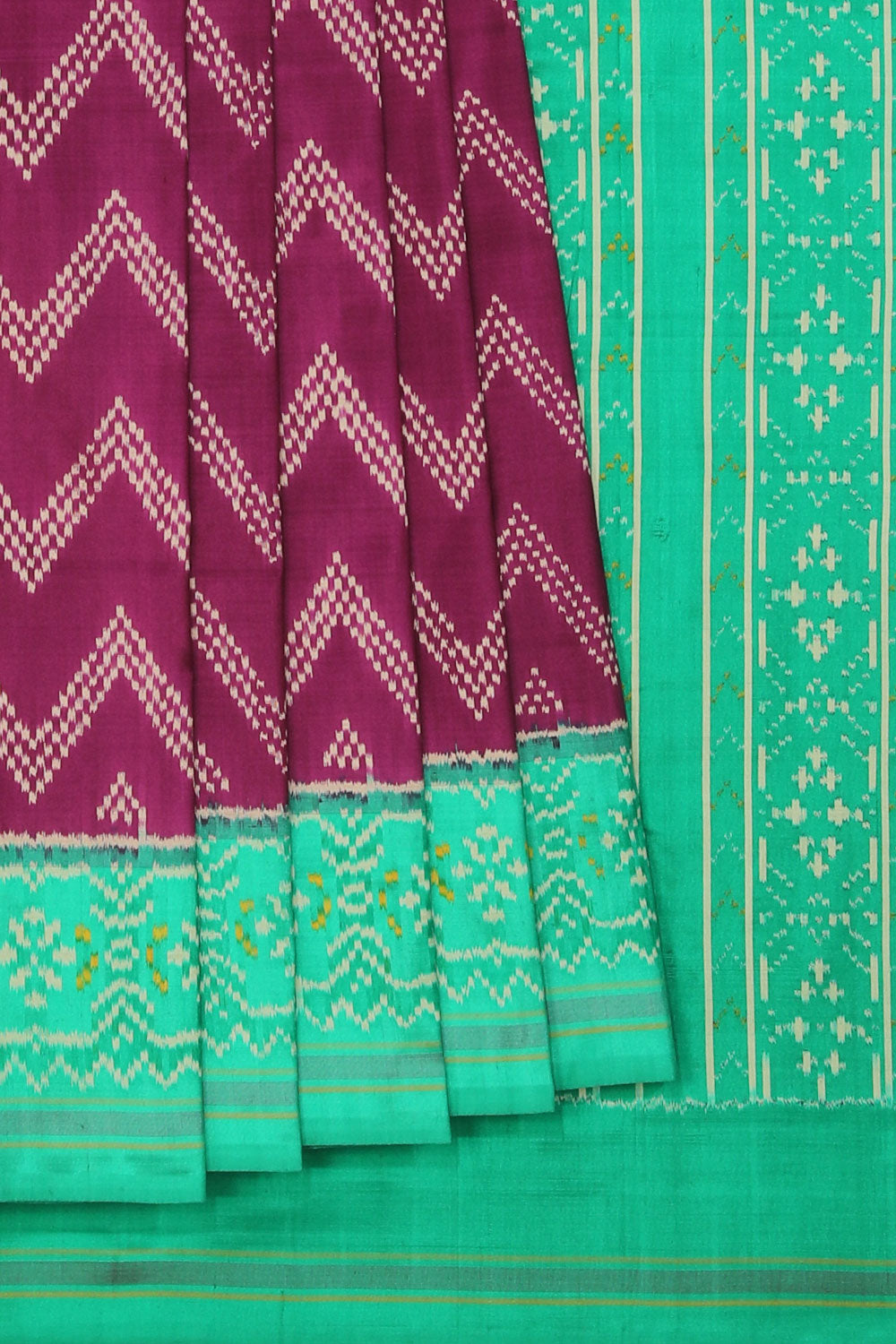 Collection of Pochampally Silk Ikat Violet Saree in a gallery layout