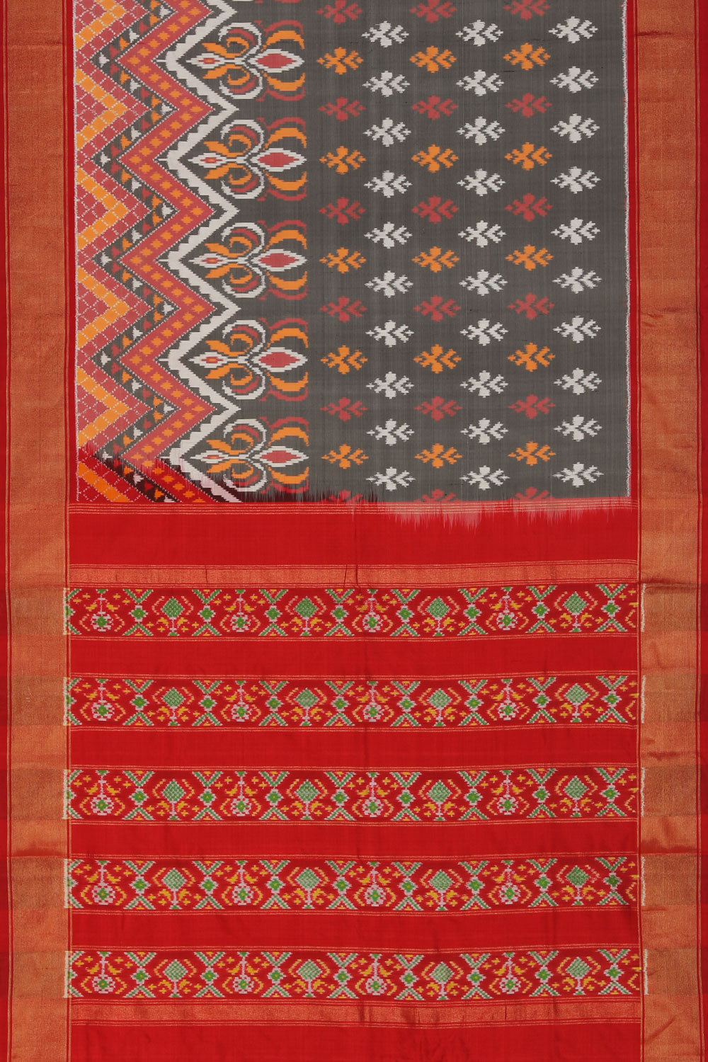 Pochampally Silk Ikat Grey Saree