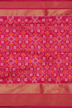 Collection of Pochampally Silk Ikat Magenta-Pink Sarees in a gallery layout