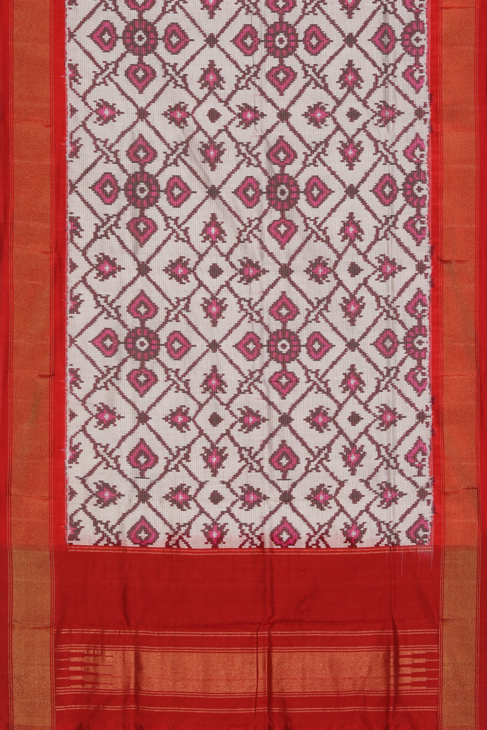 Pochampally Ikat Silk Off-White Dupatta