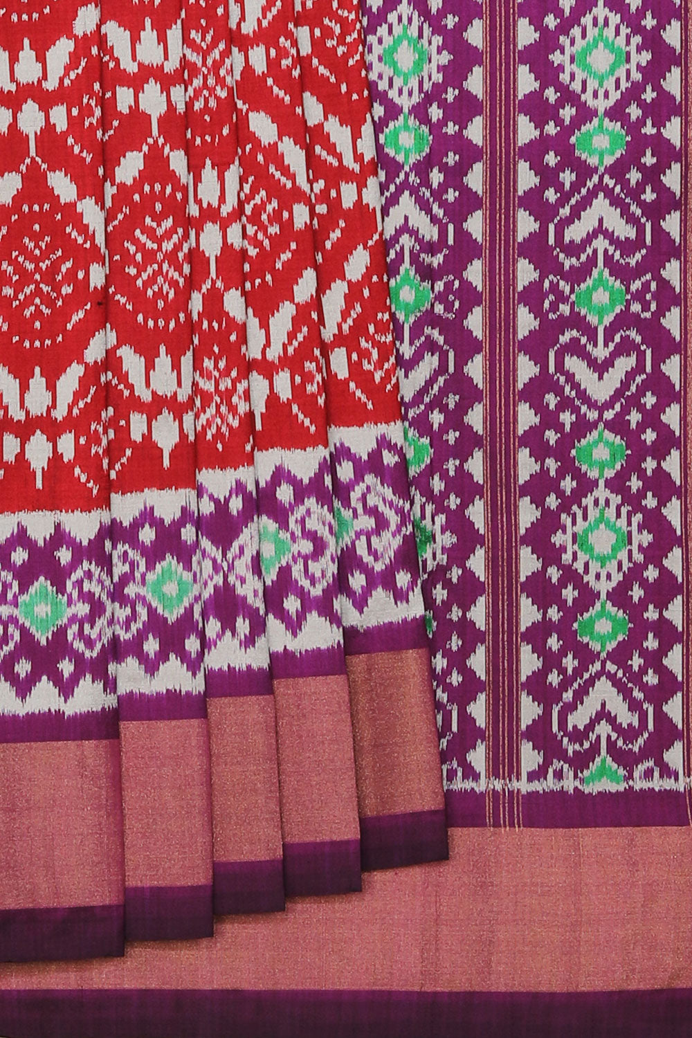 Collection of Pochampally Silk Ikat Maroon Saree in a gallery layout