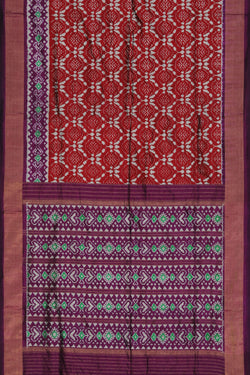 Collection of Pochampally Silk Ikat Maroon Saree in a gallery layout