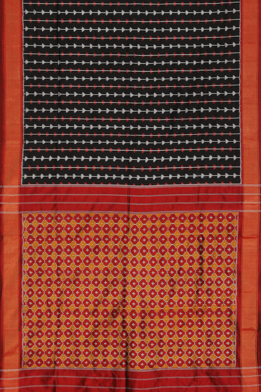 Image of Pochampally Silk Ikat Black Saree
