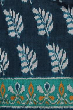 Collection of Pochampally Silk Ikat Teal Blue Saree in a gallery layout