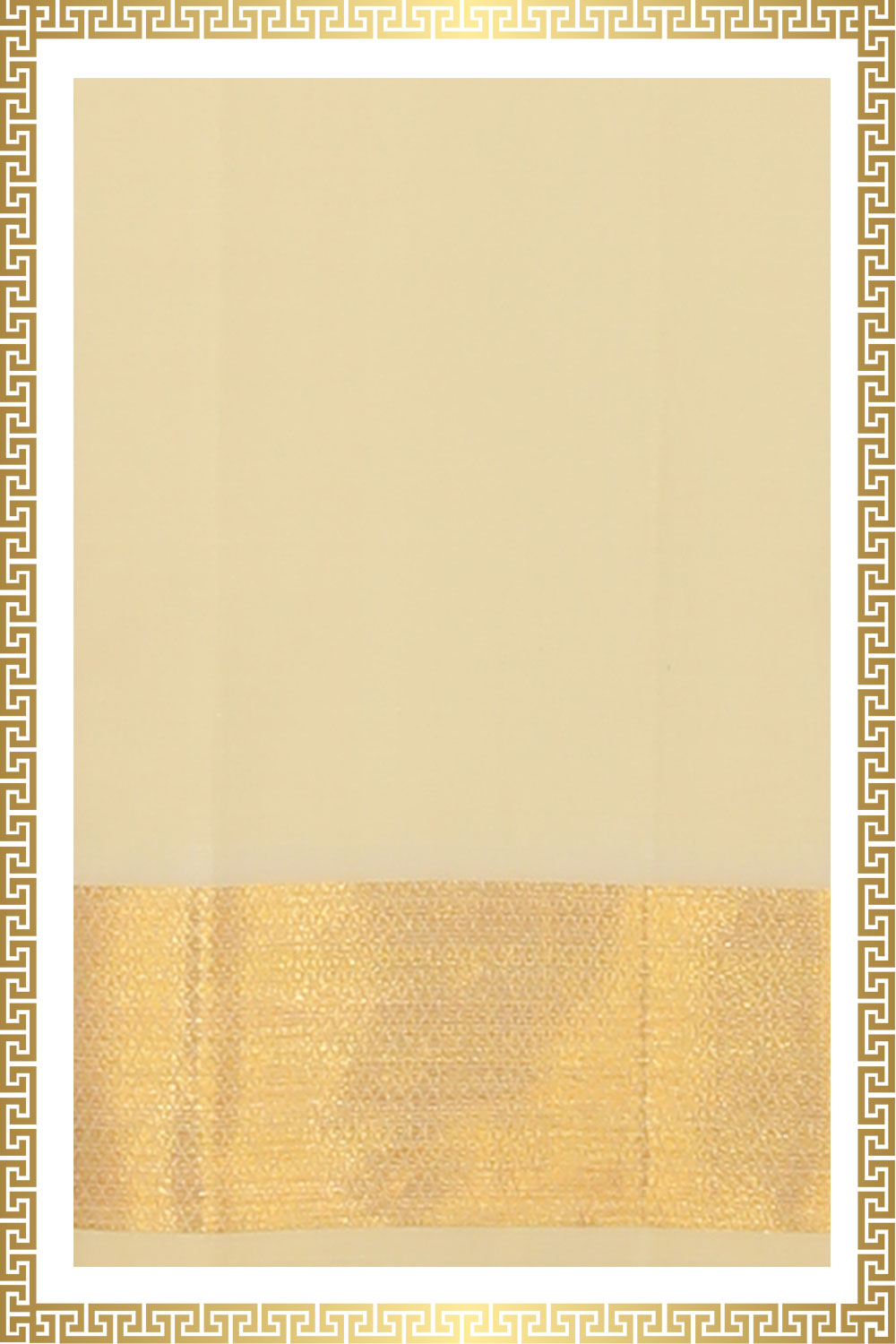 Collection of Kanchi Silk Cream Traditional Dhoti With Kanduva (8 X 4) in a gallery layout