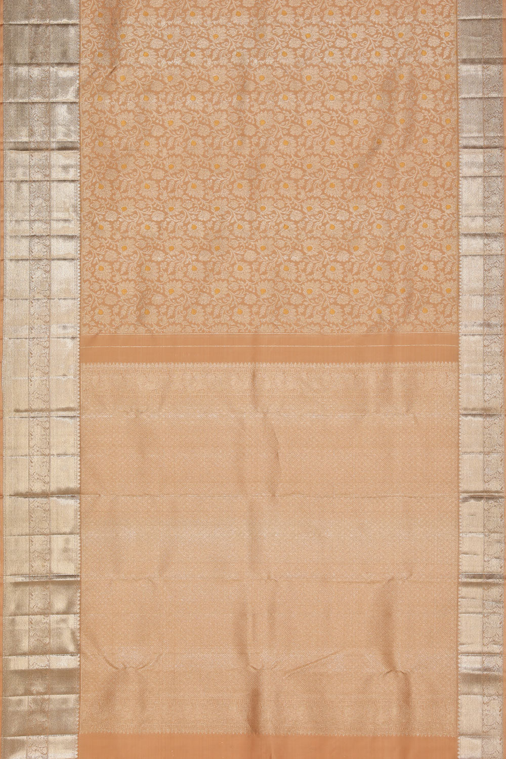 Image of Kanchipattu Silver Brocade Peach Saree