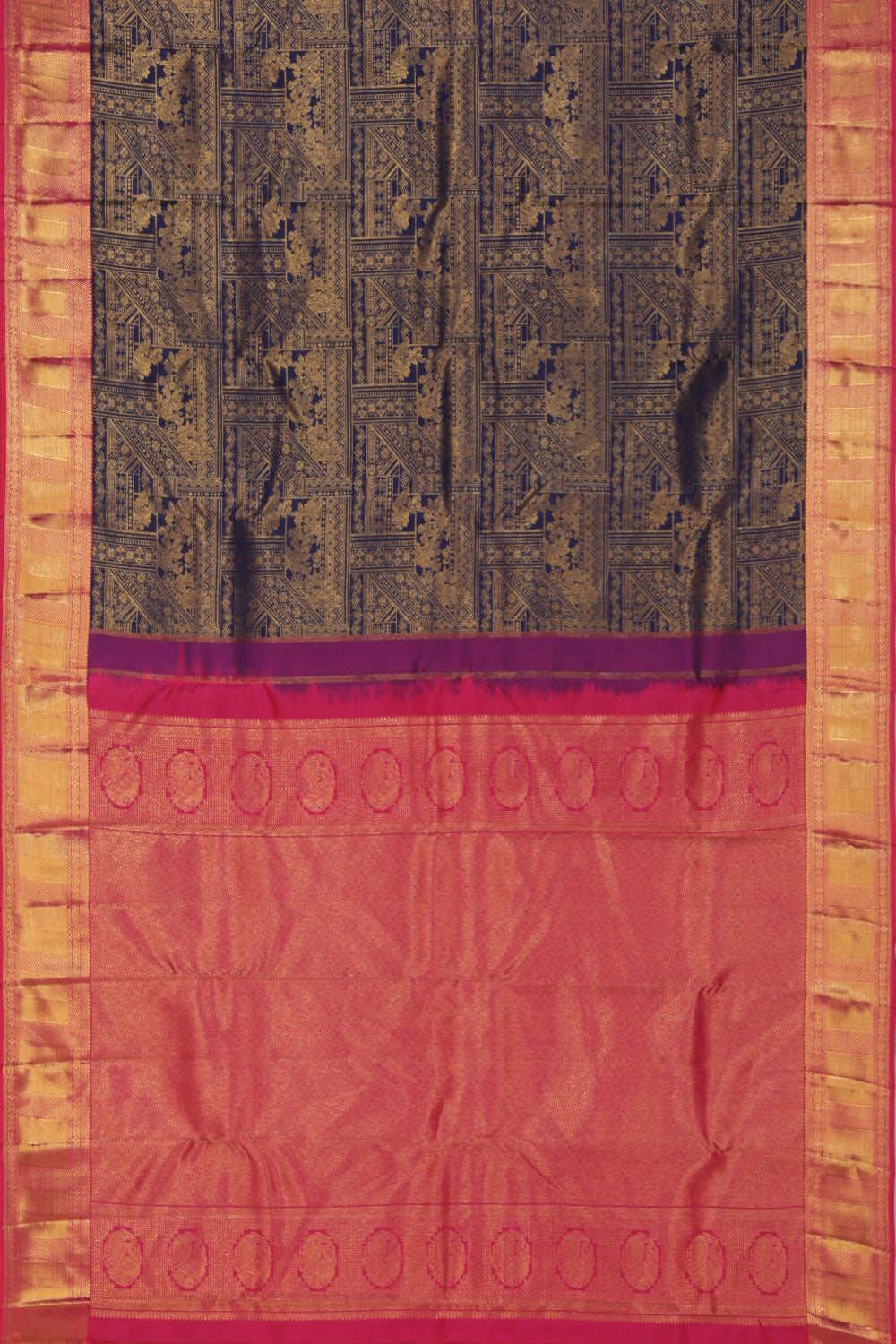 Collection of Kanchipattu Brocade Navy Blue Saree in a gallery layout