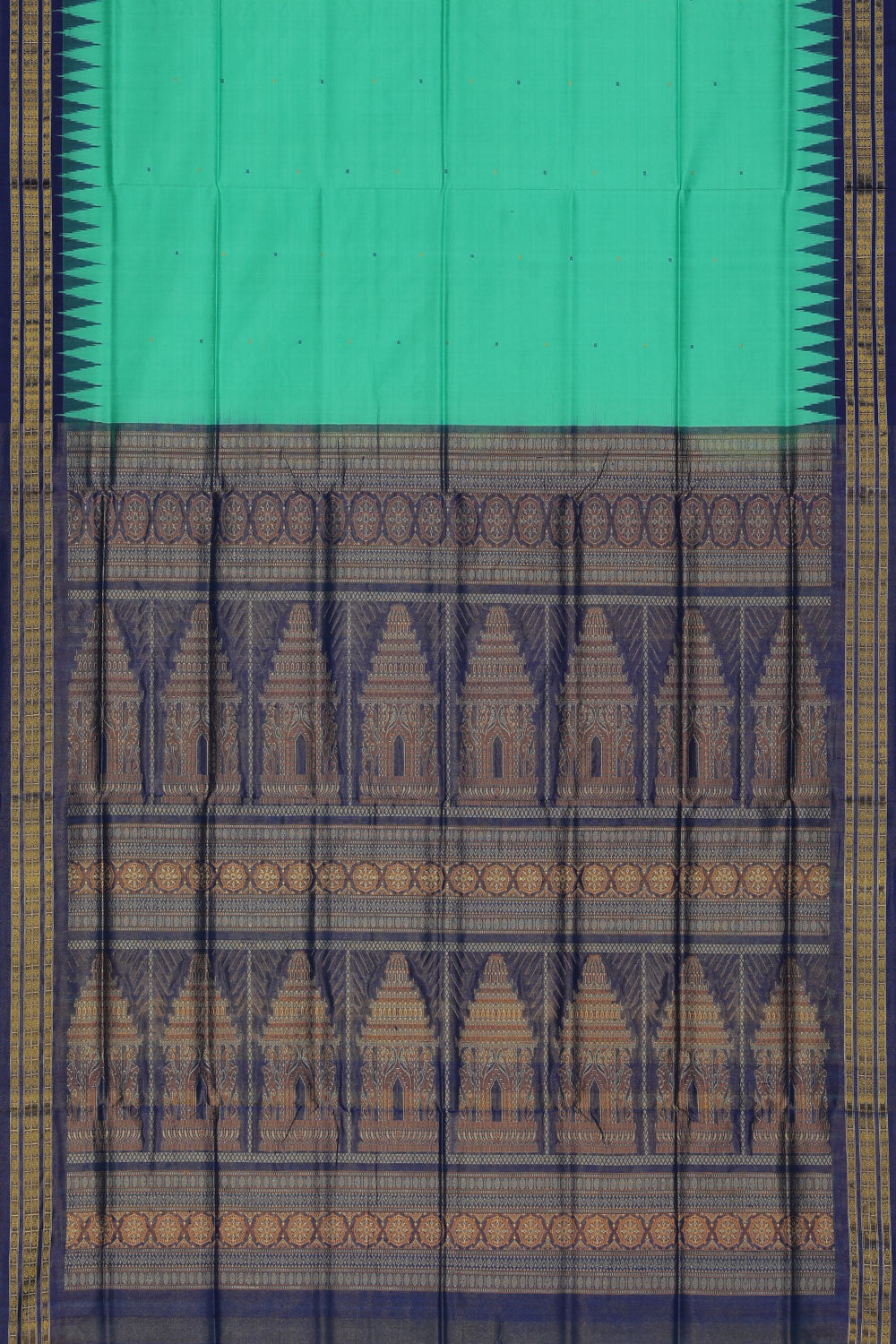 Collection of Sambalpuri Silk Turquoise-Green Saree in a gallery layout