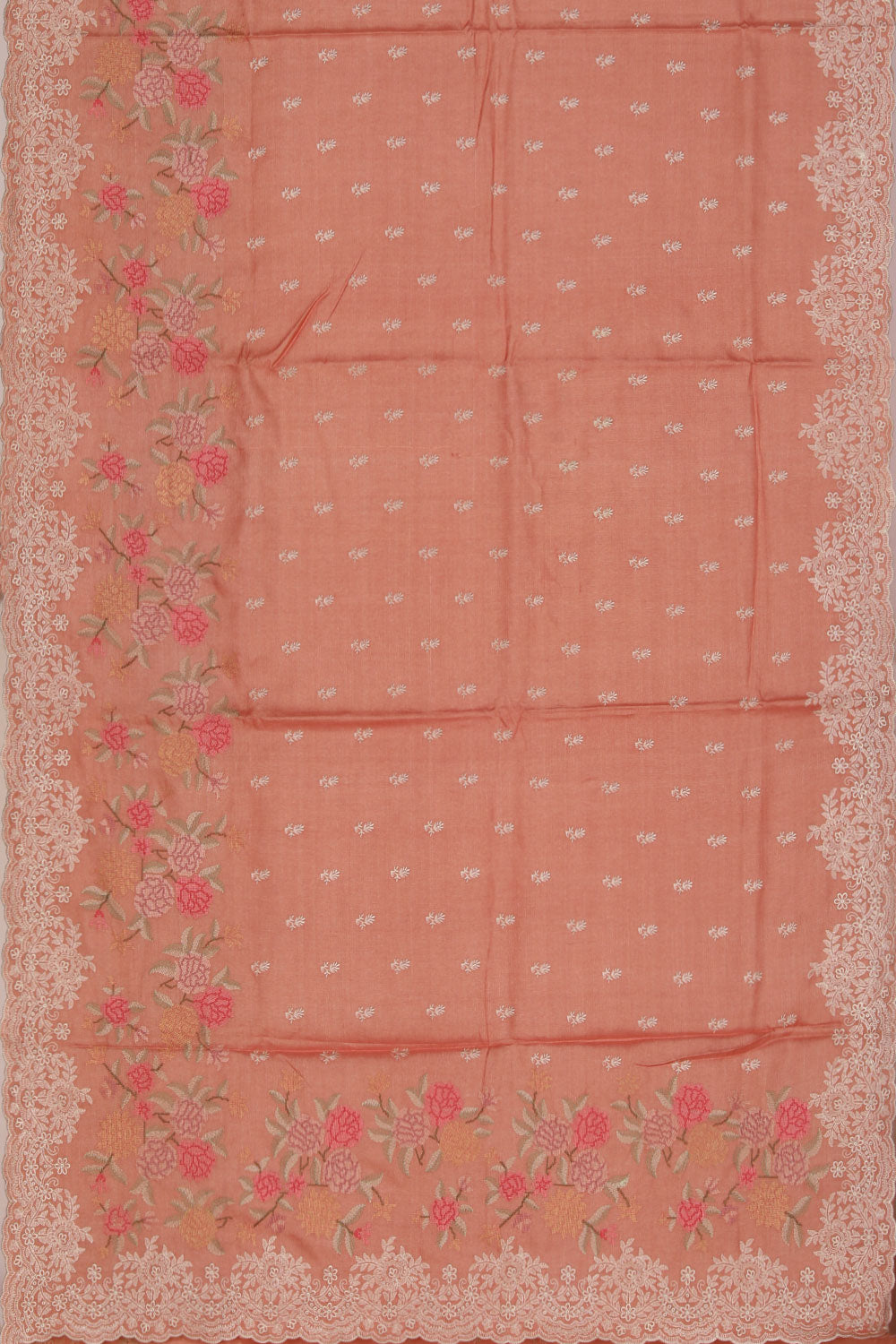 A Beautiful Embroidered Peach Saree