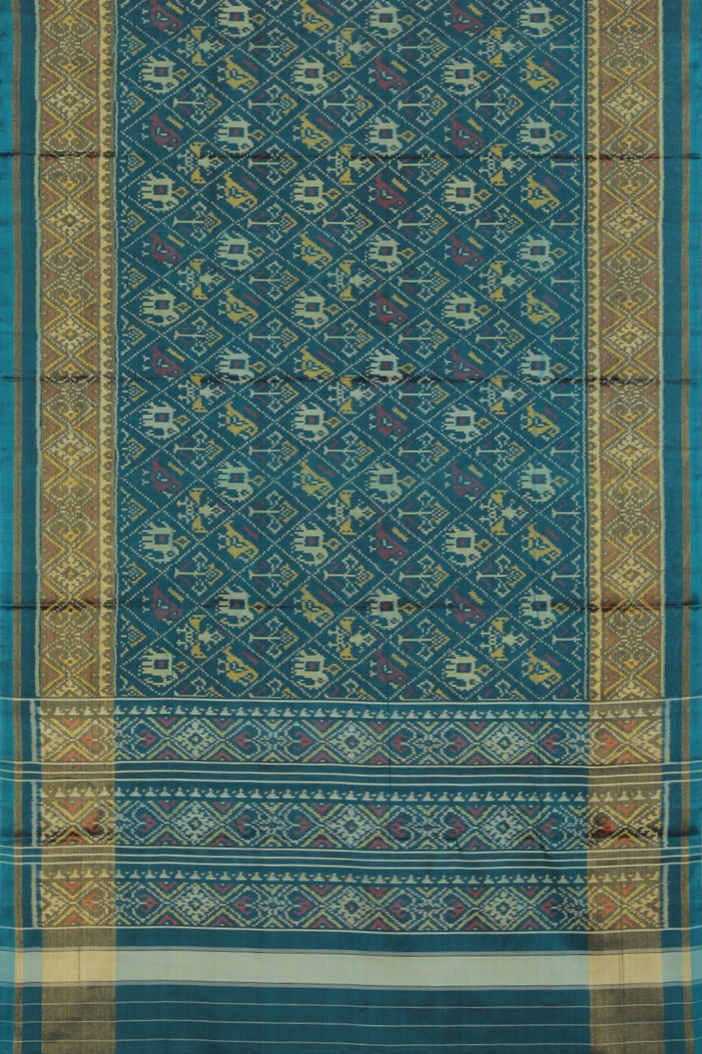 Collection of Rajkot Patola Silk Teal Blue Saree in a gallery layout