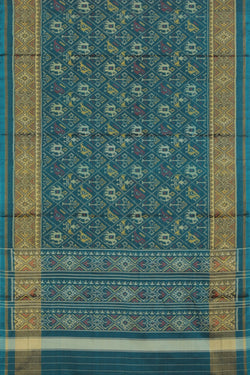 Collection of Rajkot Patola Silk Teal Blue Saree in a gallery layout