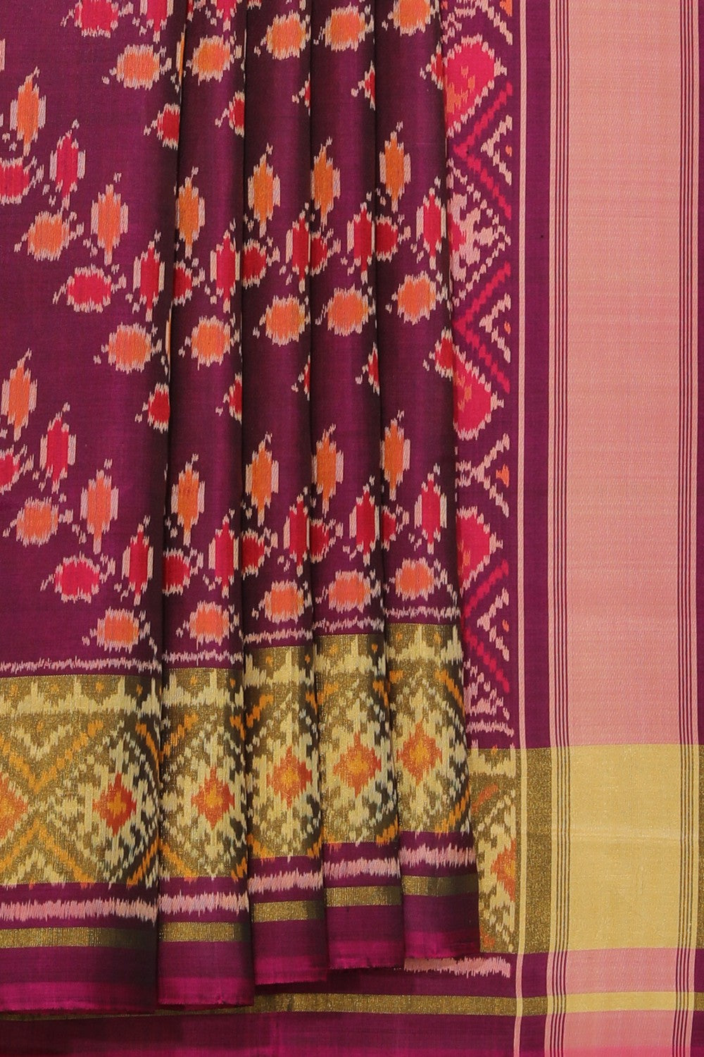 Collection of Rajkot Patola Silk Violet Saree in a gallery layout