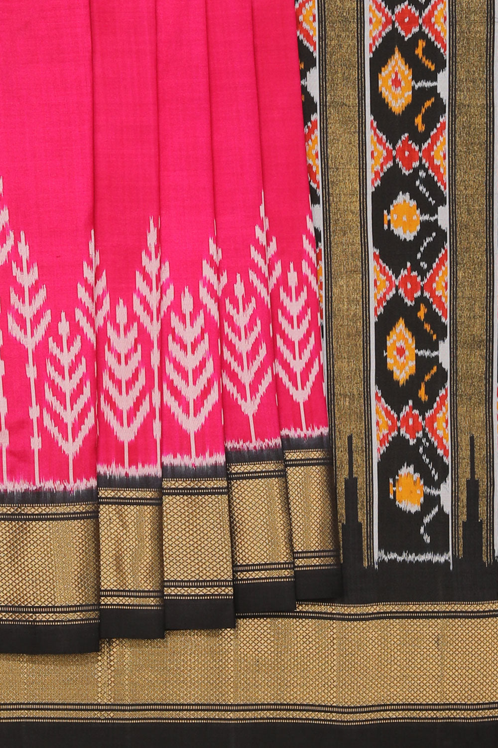 Collection of Pochampally Silk Ikat Pink Saree in a gallery layout