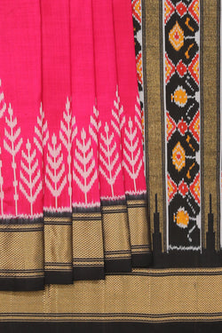 Collection of Pochampally Silk Ikat Pink Saree in a gallery layout