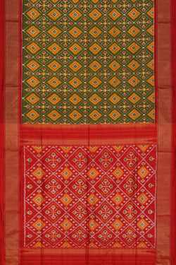 Image of Pochampally Ikat Silk Green Saree