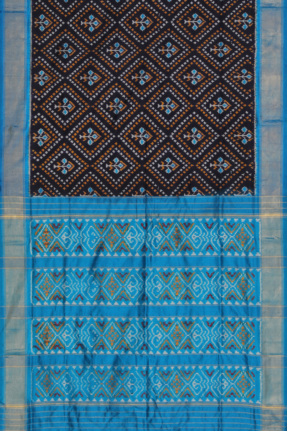 Image of Pochampally Ikat Silk Black Saree
