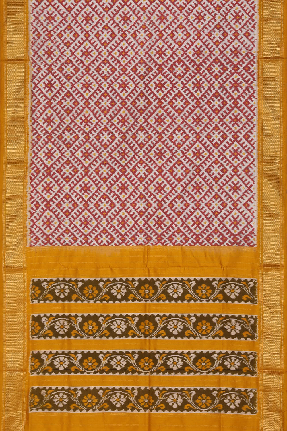 Image of Pochampally Ikat Silk Cream Saree